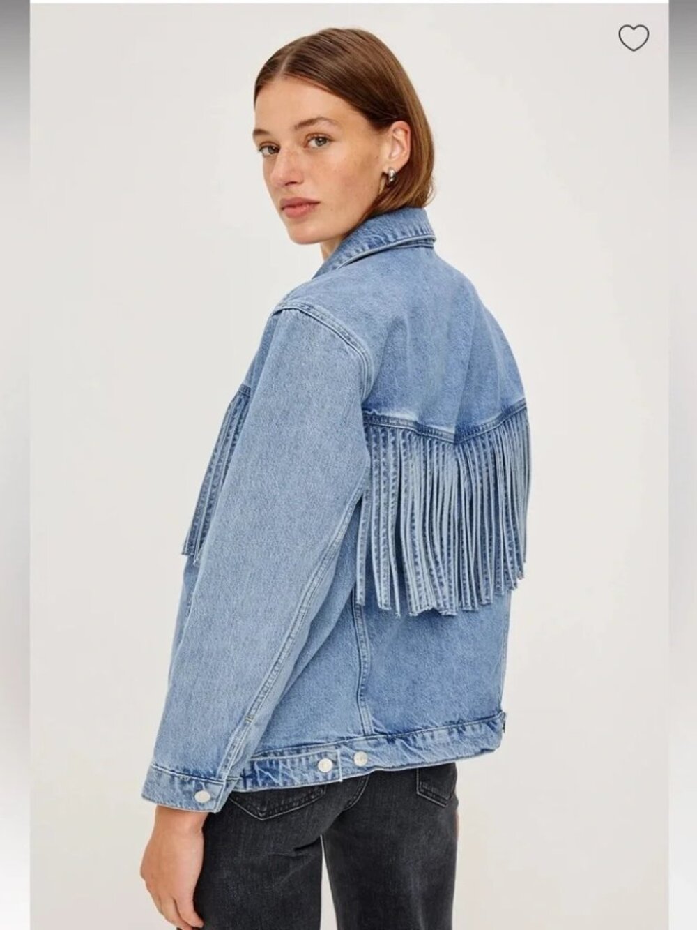 NWT RAILS Denim Jacket Women's S Rodeo Fringe Oversized Trucker Western - Picture 2 of 15